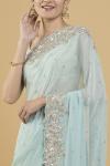 Powder Blue Sequinned Georgette Saree