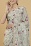 Sage Green Floral Embroidered Saree