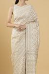 Burlywood Chikankari Tussar Silk Saree