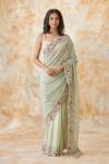 Pista Green Embroidered Satin Silk Saree