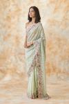 Pista Green Embroidered Satin Silk Saree