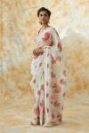 Ivory Organza Floral Print Saree