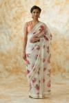 Ivory Organza Floral Print Saree