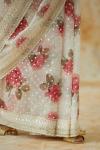 Ivory Organza Floral Print Saree