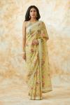 Pista Green Organza Floral Print Saree