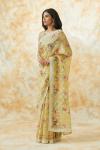 Pista Green Organza Floral Print Saree