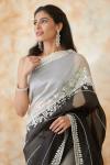 Black and Ivory Organza Saree