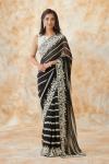 Black Georegette Sequins Lines Saree