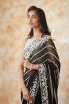 Black Georegette Sequins Lines Saree