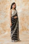 Black Georegette Sequins Lines Saree