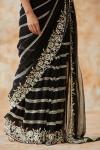 Black Georegette Sequins Lines Saree