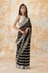 Black Georegette Sequins Lines Saree