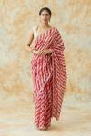 Crimson Organza Lehriya Saree