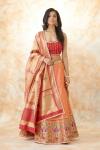 Coral Pink Banarasi Silk Lehenga