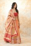 Coral Pink Banarasi Silk Lehenga