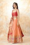 Coral Pink Banarasi Silk Lehenga