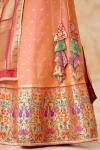 Coral Pink Banarasi Silk Lehenga