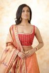 Coral Pink Banarasi Silk Lehenga