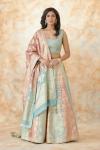 Maya Blue Pink Banarasi Silk Lehenga