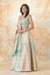 Maya Blue Pink Banarasi Silk Lehenga