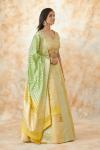 Sand Yellow Green Banarasi Silk Lehenga