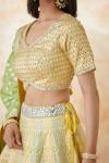 Sand Yellow Green Banarasi Silk Lehenga