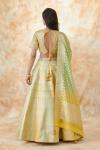 Sand Yellow Green Banarasi Silk Lehenga