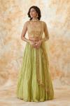 Pista Green Georegette Lehenga