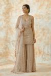 Golden Beige Sharara Suit