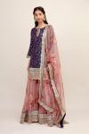 Berry-Coral Sharara Suit