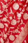 Scarlet Red Floral Silk Saree