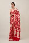 Scarlet Red Floral Silk Saree