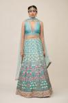 Silver Green Raw Silk Lehenga