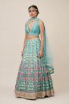 Silver Green Raw Silk Lehenga