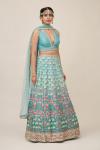 Silver Green Raw Silk Lehenga