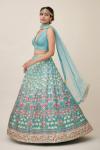 Silver Green Raw Silk Lehenga