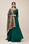 Bottle Green Art Raw Silk Anarkali