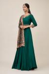 Bottle Green Art Raw Silk Anarkali