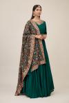 Bottle Green Art Raw Silk Anarkali