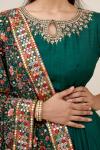 Bottle Green Art Raw Silk Anarkali