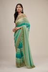 Pastel Green Blue Georgette Saree