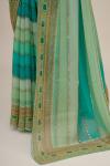 Pastel Green Blue Georgette Saree