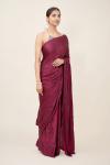 Plum Wine Satin Saree