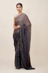 Charcoal Grey Satin Saree