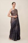 Charcoal Grey Satin Saree