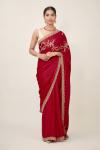 Dark Crimson Satin Saree