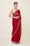 Dark Crimson Satin Saree