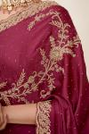 Violet satin Saree