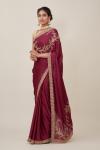 Violet satin Saree