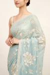 Columbia Blue Georgette Saree